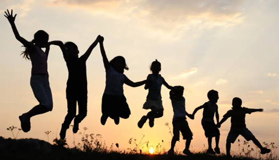 Happy children silhouettes